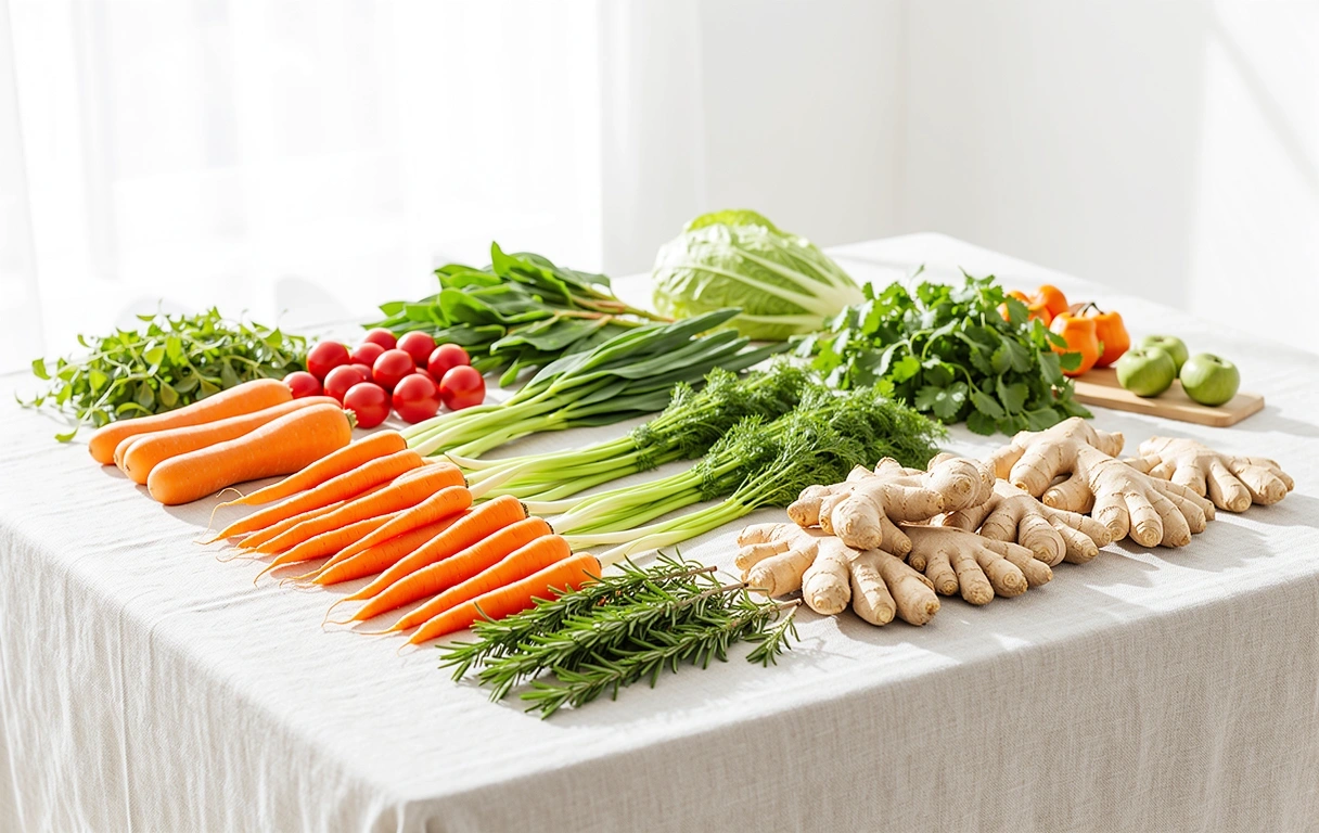 Frische Zutaten auf einer Arbeitsfläche